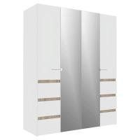 Анона 8 Шкаф д/одежды и белья 4 дв. Белый/Дуб Сонома