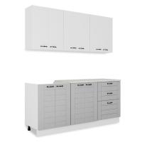 Кухня СОНЕТ Дуб сетлый/Дуб дымчатый 1,8м (без мойки) + сушка + планка + столешница Олива 