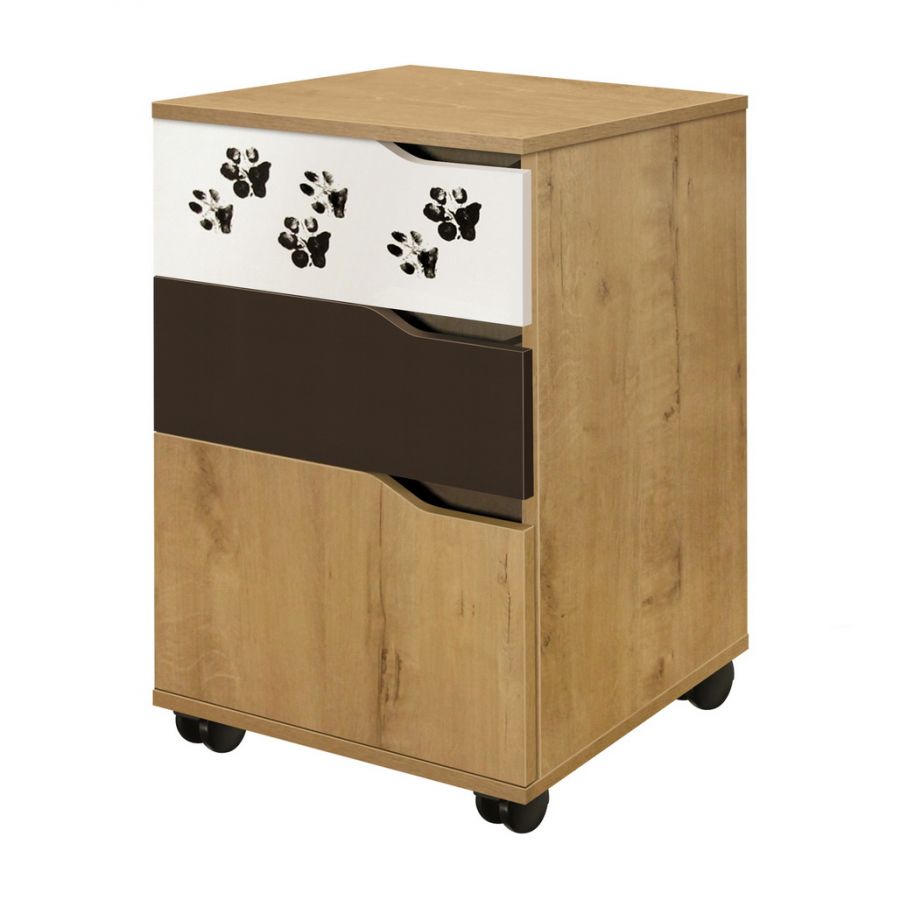 Фрэнд Тумба выкатная(Дуб Бунратти/Белый/Скала/Фотопечат