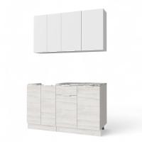 Кухня РЕГГИ Белый Жемчуг/Сосна Лофт/Альберика 1.4м + столешница + сушка + планка 