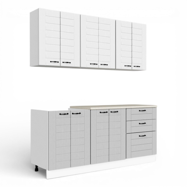 Кухонный гарнитур СОНЕТ  1,8  м  Белый/Дуб Светлый/Дуб Дымчатый