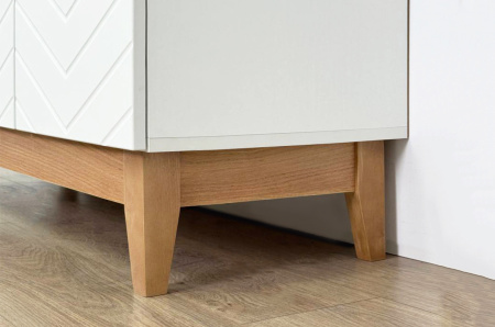 Комод 3 Хюгге белое дерево/дуб крафт золотой/белый матовый