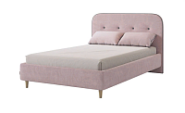 Кровать с основанием Лео 120х200см розовый/графит/велюр