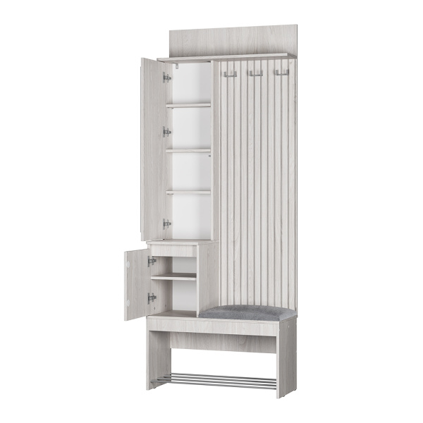 Прихожая Лама ПР-07 ясень белый/хром