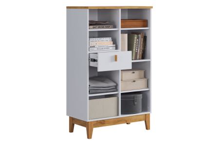 Комод 2 Хюгге белое дерево/дуб крафт золотой/белый матовый