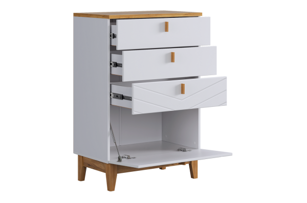 Комод Хюгге белое дерево/дуб крафт золотой/белый матовый