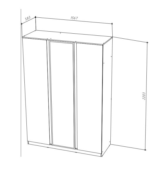 STERN Шкаф 3-х дверный с зеркалом Дуб Вотан