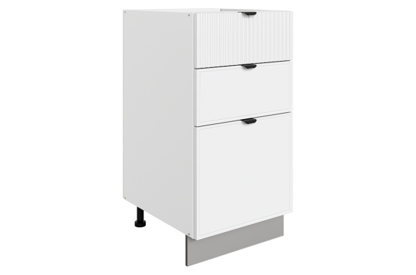 БАРИСТА Шкаф рабочий L400 Старт (3 ящ. ) (белый/милк матовый) 