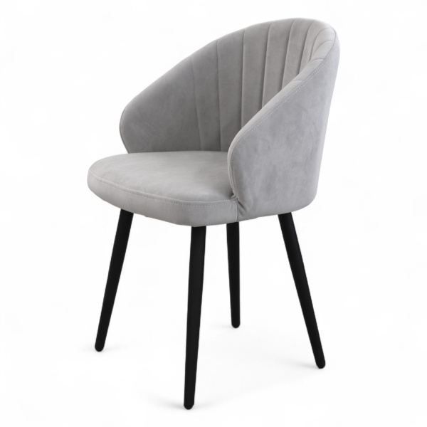 Стул Шолден Велюр Серый / Черный матовый (Муар)