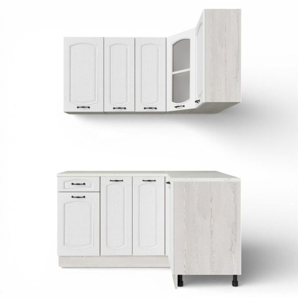 Кухонный гарнитур Равенна Сосна лофт / Дуб светлый (столеш Луанда+сушка+планка) 1,5м