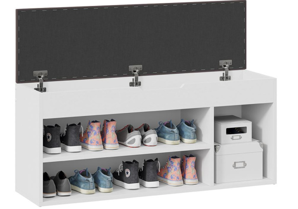 Тумба для обуви Тип 12 белый ясень / велюр серый