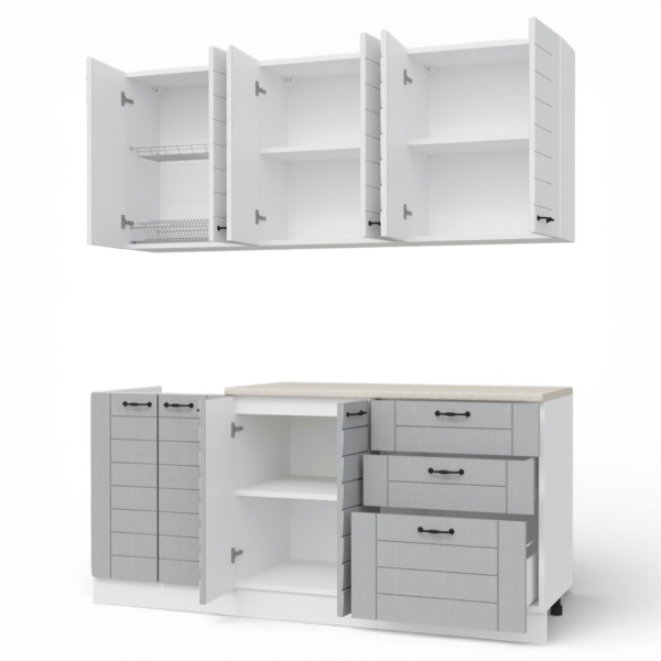 Кухонный гарнитур СОНЕТ  1,8  м  Белый/Дуб Светлый/Дуб Дымчатый