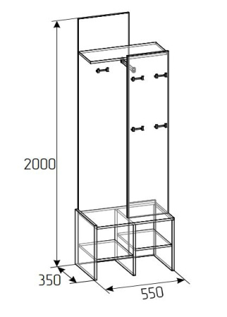 Флекс 74 Вешалка  (Дуб шавиниган)