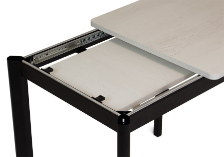 Стол Римини-1L, 110(+45)*700*750 царга черн./лам Светлый бетон +нога№9(черная)