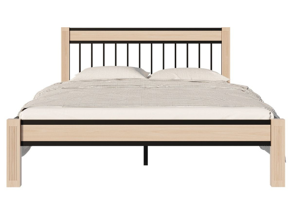 Кровать АГАТА КМД 36 160*200 черный/натуральный (с основанием)