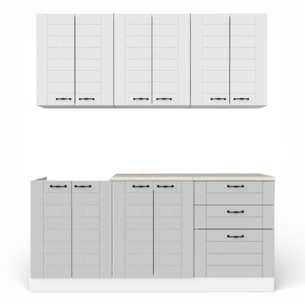 Кухонный гарнитур СОНЕТ  1,8  м  Белый/Дуб Светлый/Дуб Дымчатый