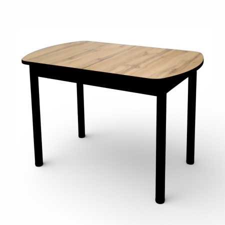 Стол Фаворит 1100(+400)*700 Пластик Дуб Вотан,бабочка(B5)/ЛДСП Бодега темная+опоры(черн)
