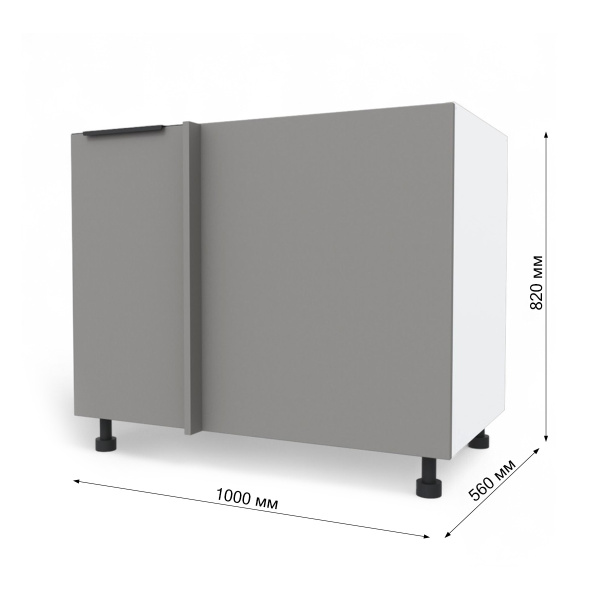 КАТАНИЯ  Стол угловой под мойку 1000 Белый жемчуг/EVO Тёмно-серый МАТОВЫЙ