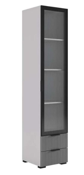 Зефир Шкаф однодверный с ящ 107.03 (белое дерево/чёрный муар/серый (эмаль)