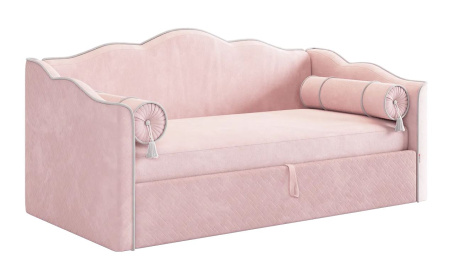 Кровать с подъемным механизмом Лея (Софа) 90х200 (нежно-роз.велюр)галька(велюр)