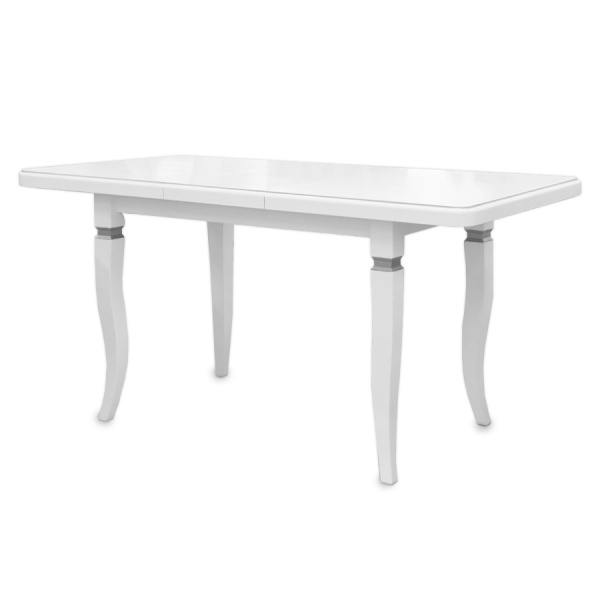 Стол СКР 120+35*80*75 прямоугол.(квадрат)/белая эмаль патина CЕРЕБРО/опора №5